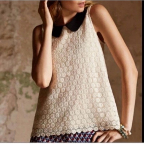Anthropologie Tops - Anthropologie Lili’s Closet Delancey sleeveless crochet collared top size smalll